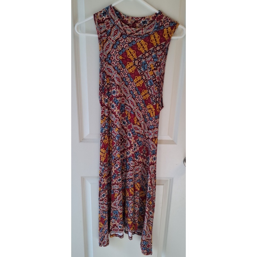 Maeve Anthropologie Sleeveless Midi Dress  Medium Boho Abstract Print Stretch